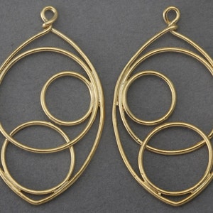 Teardrop Brass Pendant . Jewelry Craft Supply .16K Matte Gold Plated over Brass / 2 Pcs - FC066-MG