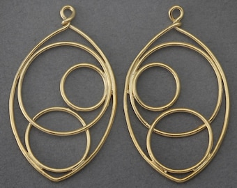 Teardrop Brass Pendant . Jewelry Craft Supply .16K Matte Gold Plated over Brass / 2 Pcs - FC066-MG