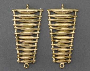 Ladder Brass Connector . Jewelry Craft Supply . 16K Matte Gold Plated over Brass / 2 Pcs - FC075-MG