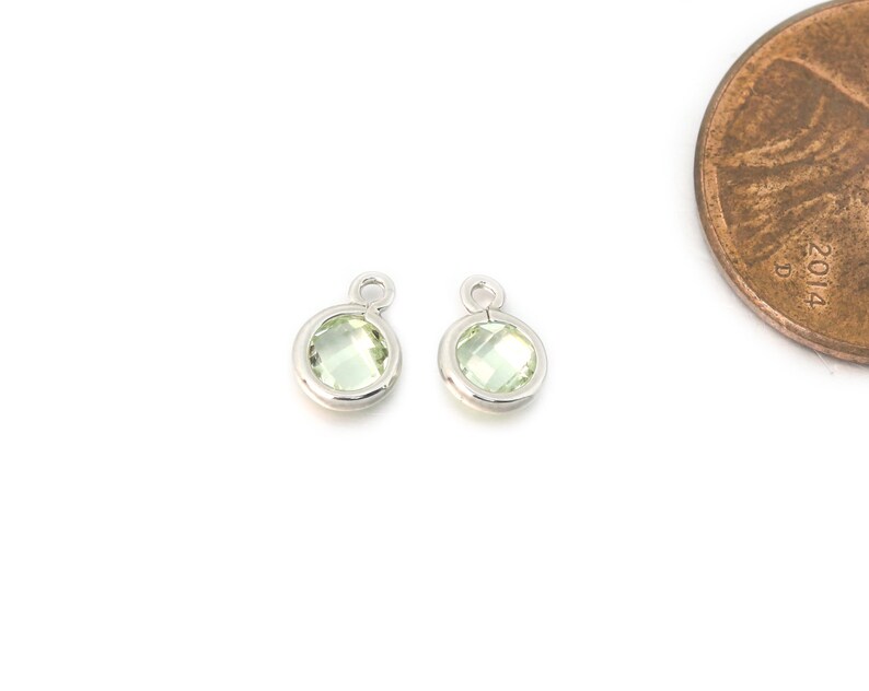 Chrysolite Glass Pendant GG065-PR-CS Polished Original Rhodium Plated 2 Pcs Jewelry Craft Supplies