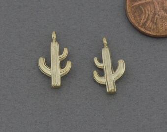 Cactus messing hanger. Sieraden ambachtelijke benodigdheden. Mat verguld / 2 stuks - FC510-MG