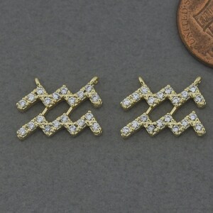 Aquarius Brass Pendant . Constellation, Zodiac Sign Pendant . Birthday Gift . Polished Gold Plated / 1 Pcs - AC329-PG-1