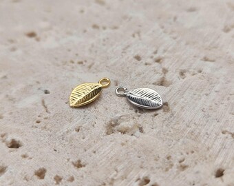 Leaf Brass Pendant . Jewelry Craft Supply . Matte Plated / 6 Pcs - Item No. AC047