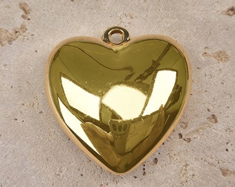 Heart Pendant (Large). Jewelry Craft Supply . Polished Plated / 2 Pcs - Item No. EC404