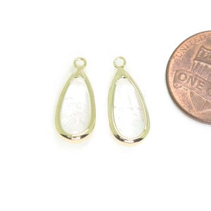 Crystal Quartz Gemstone Pendant . Jewelry Craft Supplies . Polished Gold Plated / 2 Pcs - DG110-PG-CR