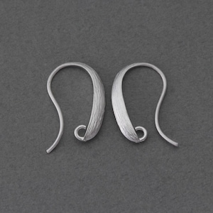 Hook Earring . Earring Component . Matte Original Rhodium Plated over Brass / 2 Pcs - GC098-MR