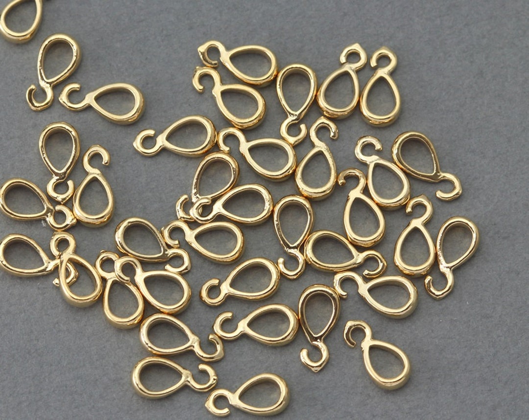 Brass Bail . Jewelry Findings . 16K Polished Gold Plated Over Brass