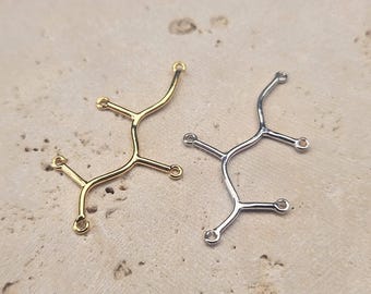 Branch Brass Connector . Jewelry Craft Supply . Polished Plated  / 2 Pcs - Item No. BC253