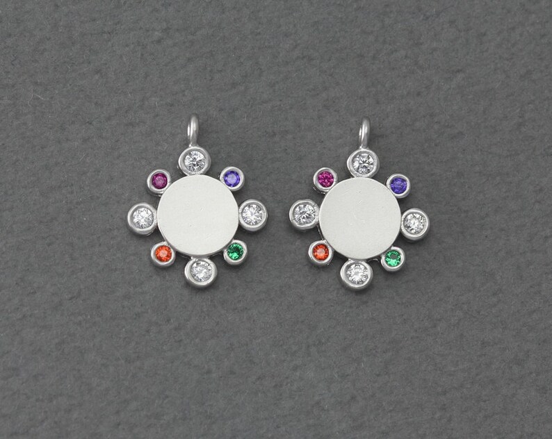 Matte Original Rhodium Plated 2 Pcs FC392-MR-MS Bridal Jewelry Wedding Jewelry Flower Brass Pendant