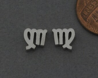 Maagd messing kraal. Sterrenbeeld, dierenriem hanger. Verjaardagscadeau . Mat origineel gerhodineerd / 2 stuks - FC749-MR-8