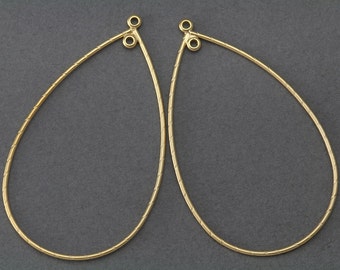 Teardrop Brass Pendant . Jewelry Craft Supply . 16K Matte Gold over Brass  / 2 Pcs - FC037-MG