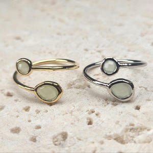 Light Mint Glass Adjustable Ring . Polished Plated / 1 Pcs - Item No. CR001-LM
