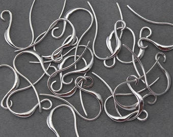 10% OFF (40 Pieces) . Hook Earring .  Wholesale Jewelry Supply . Polished Original Rhodium Plated over Brass  / 40 Pcs - NC006-PR