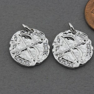 Bow Brass Pendant . Wedding Jewelry, Bridal Jewelry . Polished Original Rhodium Plated / 2 Pcs - AC312-PR-CR