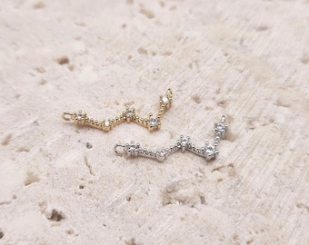 Cassiopeia Pendant . Constellation, Zodiac Pendant . Polished Plated / 2 Pcs - Item No. AC224