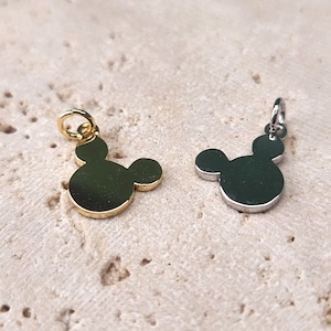 Mickey Mouse Pendant (Large) . Jewelry Findings . Polished Plated / 2 Pcs - Item No. EC349