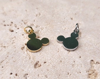 Mickey Mouse Pendant (Large) . Jewelry Findings . Polished Plated / 2 Pcs - Item No. EC349