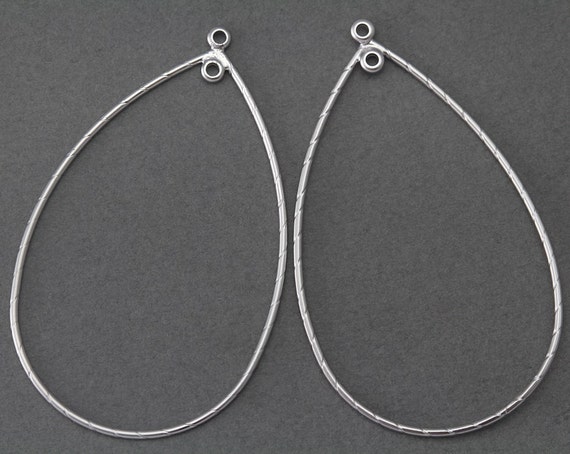 Teardrop Brass Pendant . Jewelry Craft Supply . Matte Original Rhodium over Brass  / 2 Pcs - FC037-MR