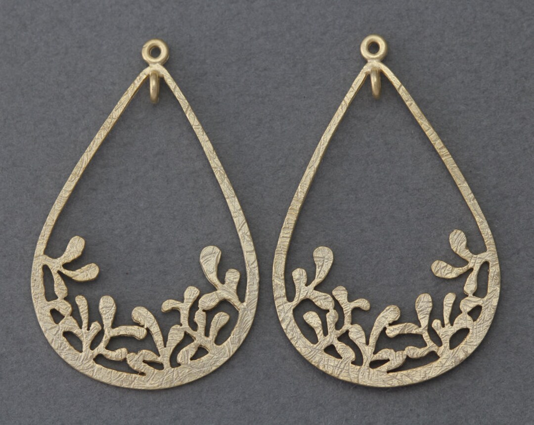 Teardrop Brass Pendant . Jewelry Craft Supply . 16K Matte Gold Etsy