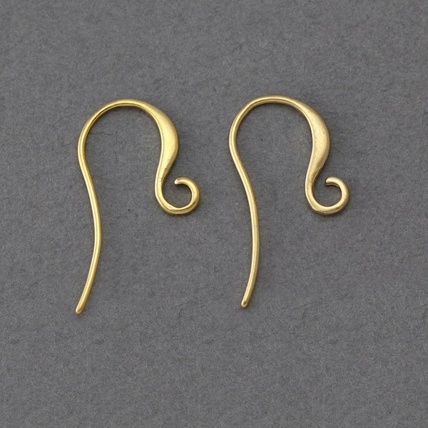 Hook Earring . Earring Component . 16K Matte Gold Plated over Brass  / 8 Pcs - AC071-MG