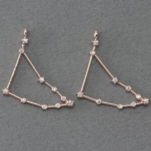 Capricorn Brass Pendant . Constellation, Zodiac Pendant . Birthday Gift . Polished Rose Gold Plated / 1 Pcs - FC376-RG-CR