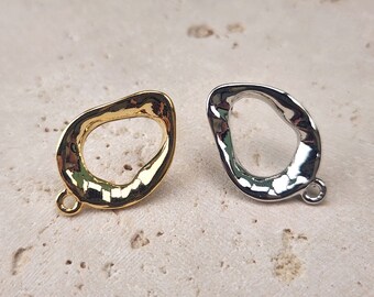 Oval Post Earring . Earring Component . Polished Plated / 1 Pair - Item No. EC301