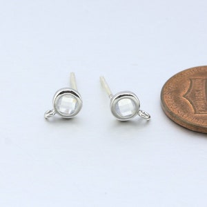 Opal Glass Post Earring . 925 Sterling Silver Post . Polished Original Rhodium Plated / 2 Pcs - CG063-PR-OP