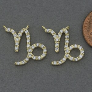 Capricorn Brass Pendant . Constellation, Zodiac Sign Pendant . Birthday Gift . Polished Gold Plated / 1 Pcs - AC329-PG-12