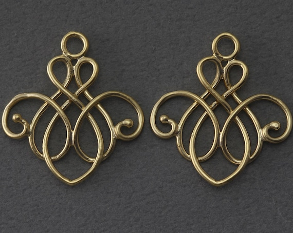 Chandlier Brass Connector . Wedding Jewelry, Bridal Jewelry . 16K Matte Gold Plated over Brass  / 2 Pcs - FC204-MG