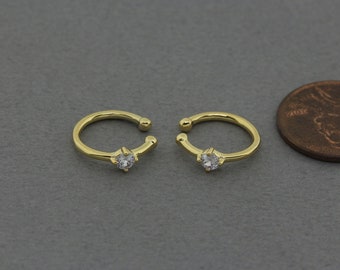 Cubic Ear Cuff . Wedding, Bridal Jewelry, Nickel Free . Polished Gold Plated / 2 Pcs - EC333-PG-CR