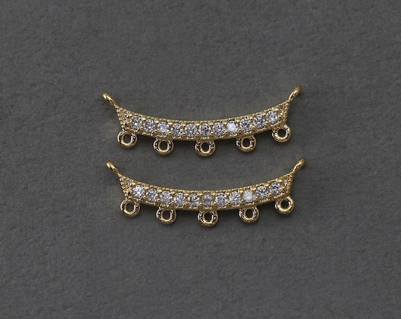 Cubic Chandlier Brass Connector . Wedding Jewelry, Bridal Jewelry . 16K Polished Gold Plated over Brass  / 2 Pcs - NC064-PG-CR
