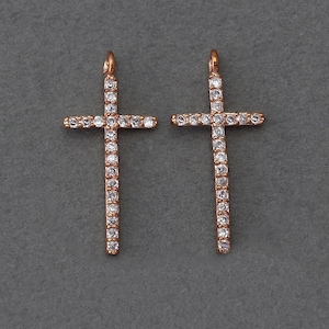Cross Brass Pendant . Jewelry Craft Supply . Wedding Jewelry . Jewelry Craft Supply . Rose Gold Plated over Brass  / 1 Pcs - JC007-RG-CR