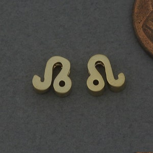 Leo Brass Bead . Constellation, Zodiac Pendant . Birthday Gift . Matte Gold Plated / 2 Pcs - FC749-MG-7