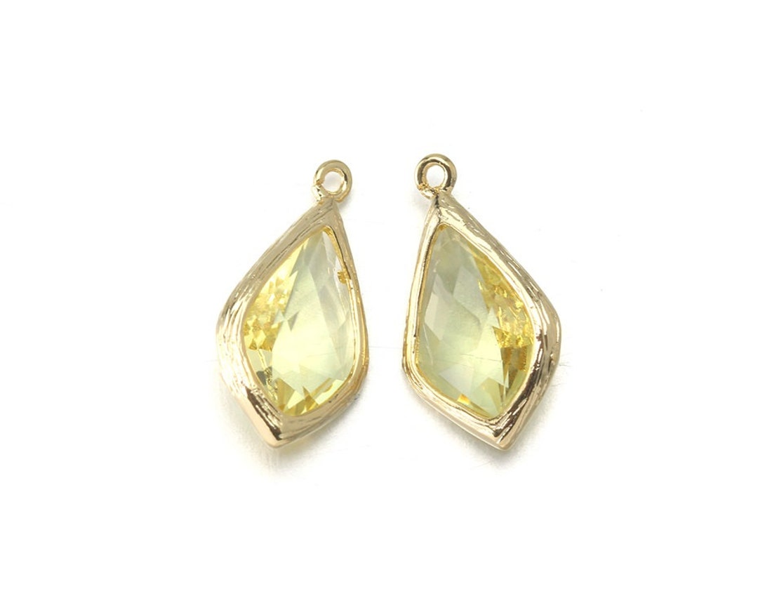 Jonquil Glass Pendant . Jewelry Craft Supplies . 16K Polished Etsy