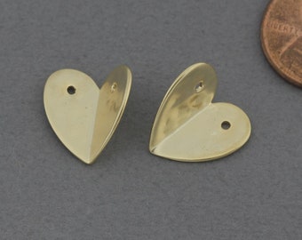 Heart Brass Pendant . Jewelry Craft Supplies . Matte Gold Plated / 2 Pcs - FC444-MG