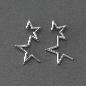 Star Brass Pendant . Jewelry Craft Supply . Matte Original Rhodium Plated over Brass  / 2 Pcs - FC334-MR