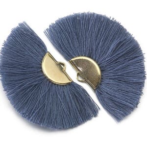 Royal Blue Cotton Tassel . Jewelry Craft Supply . Gold plated over Brass Cap / 2 Pcs - GT034-PG-RYB