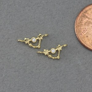 Capricorn Brass Pendant . Constellation, Zodiac Pendant . Birthday Gift . Polished Gold Plated / 2 Pcs - FC388-PG-CR