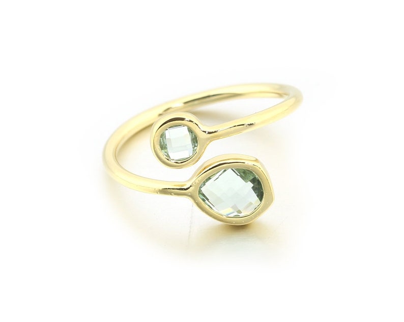 CR001-PG-EN Jewelry Craft Supplies Polished Gold Plated over Brass 1 Pcs Erinite Glass Adjustable Ring