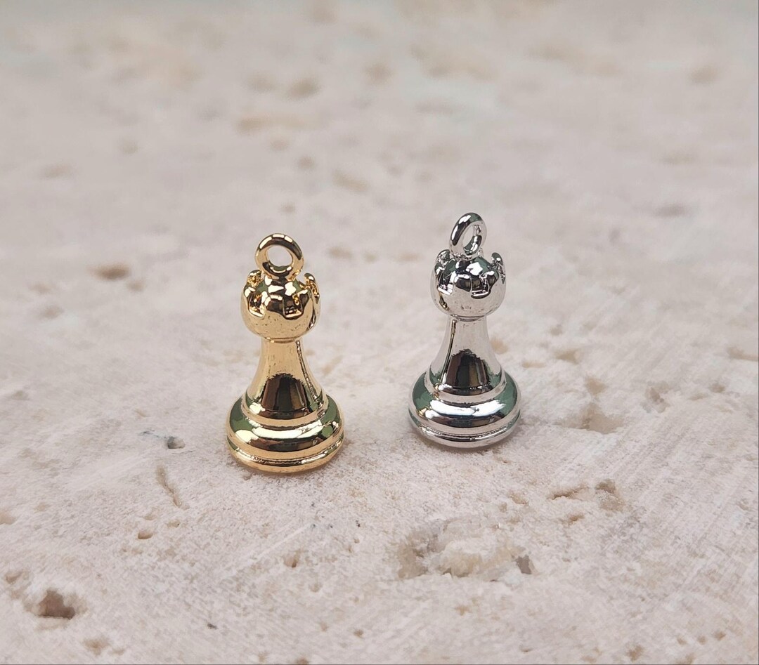 Rook Brass Pendant . Chess Pendant . Polished Plated / 2 Pcs - Item No ...