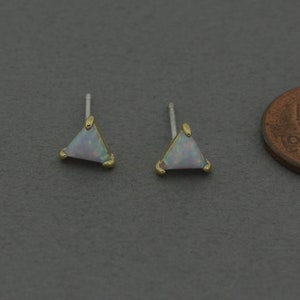 Triangle Opal Post Earring . Earring Component . 925 Sterling Silver Post . Polished Gold Plated / 2 Pcs - FC773-PG-OP