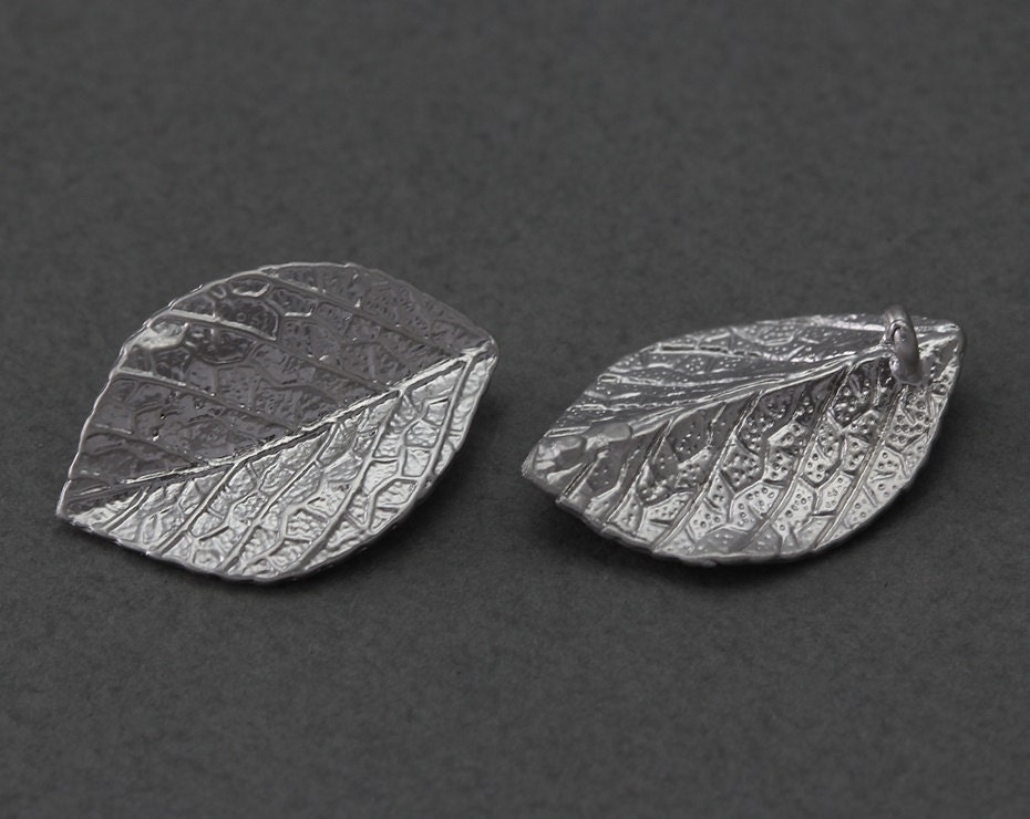 Leaf Pewter Pendant . Jewelry Craft Supply . Matte Original Etsy