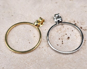 20mm Round Ear Jacket . Earring Back . Earring Component . Polished Plated / 2 Pcs - Item No. EC092