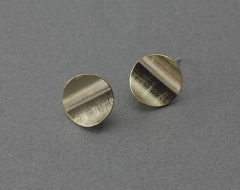 Round Post Earring . Earring Component . 925 Sterling Silver Post . Polished Gold Plated over Brass / 2 Pcs - FC355-PG