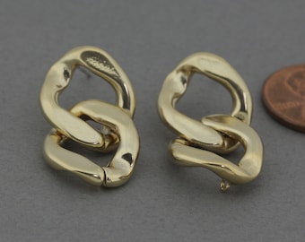 Chain Post Earring (Large) . Earring Component . 925 Sterling Silver Post . Matte Gold Plated / 2 Pcs - FC651-MG