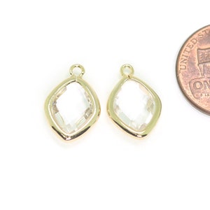 Crystal Glass Pendant . Jewelry Craft Supplies . Polished Plated / 2 Pcs - Item No. CG069-CR