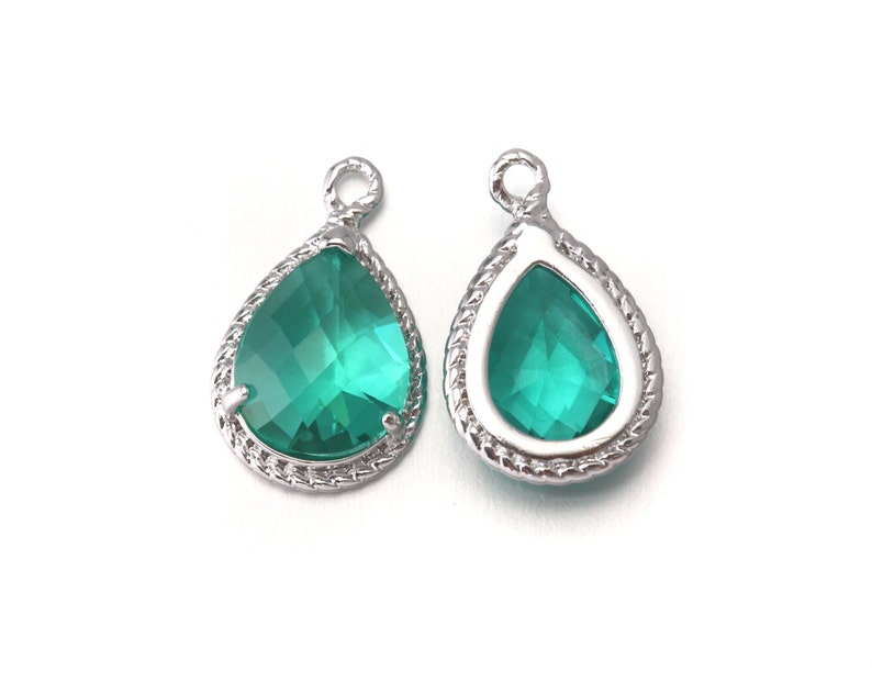 10/% OFF CG001-PR-HD Polished Original Rhodium Plated over Brass Wholesale Jewelry Supply Hiddenite Glass Pendant 10 Pieces