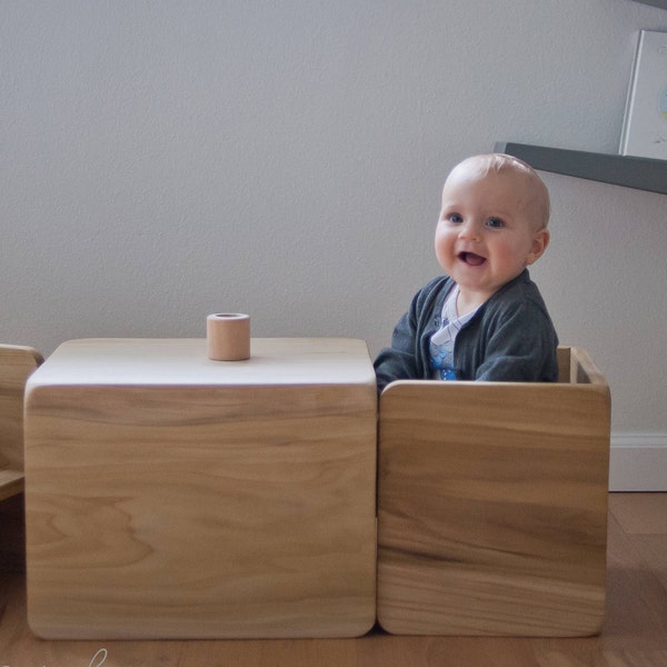 Cube Chair Set - 1 large, 1 small - Montessori table and chair weaning set