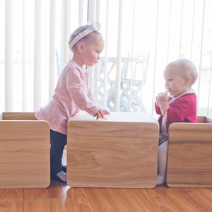 Cube Chair Set - 1 Large + 2 Small - Montessori table and two chairs set