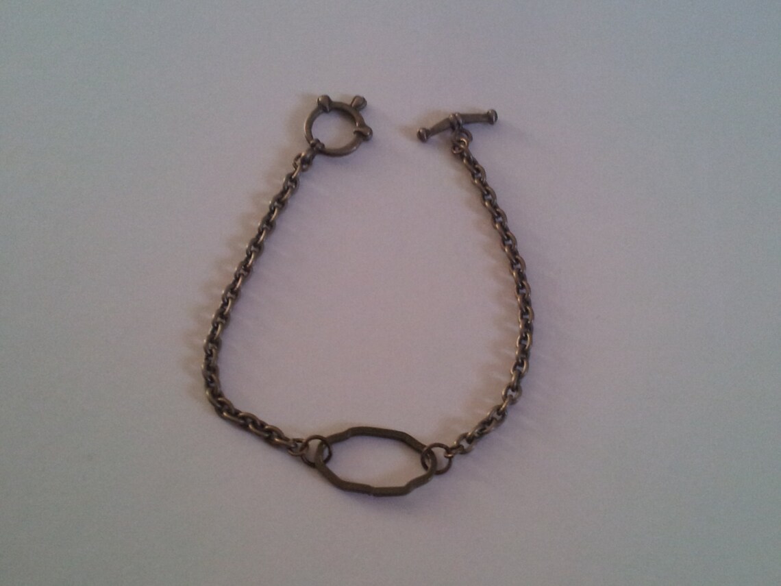 Antique Brass Chain Bracelet Etsy